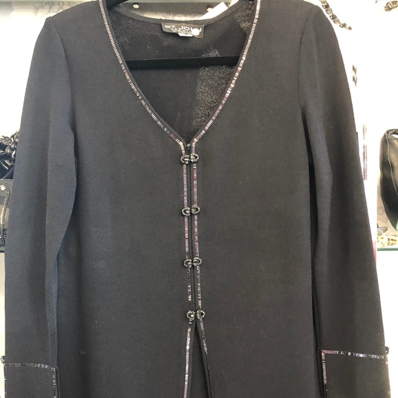 ST. JOHN EVENING Black Knit Sequin Blazer/Jacket